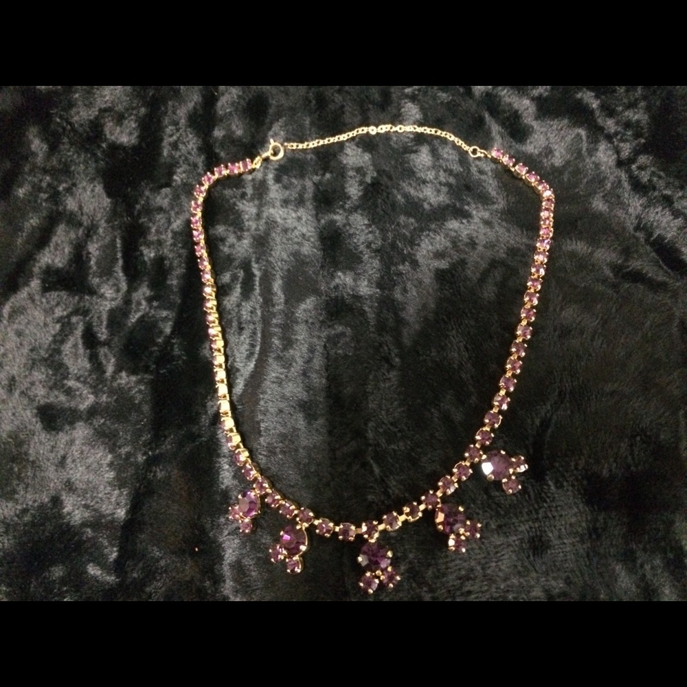 Gold with purple rhinestone necklace